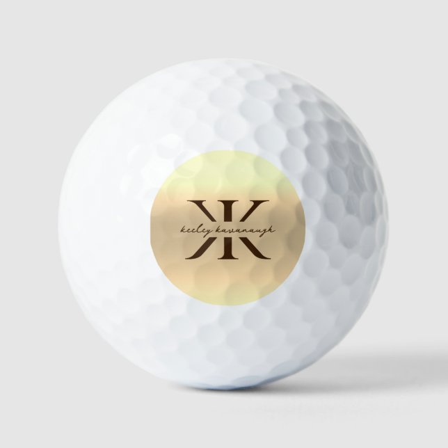 Modern Gold Elegant Monogram K Professional  Golf Balls (Front)