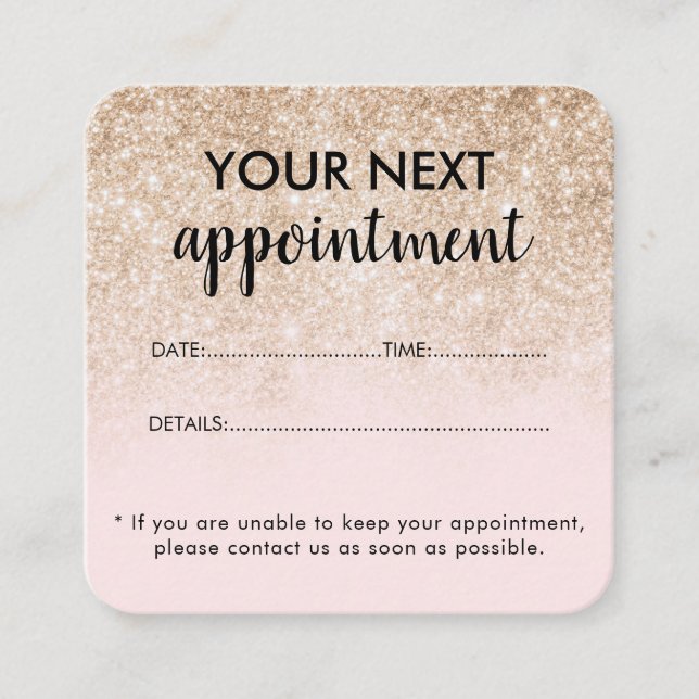 Modern Gold Elegant Pink Beauty Salon Appointment Card (Front)