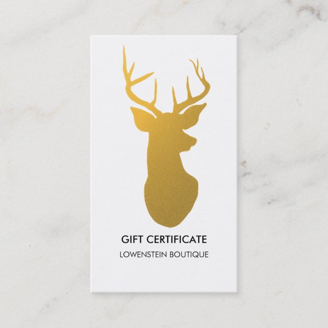 Modern Gold Elegant Reindeer Gift Certificate (Front)