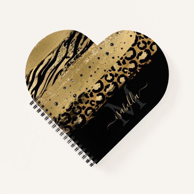 Modern Gold Elegant Script Monogram Notebook (Front)