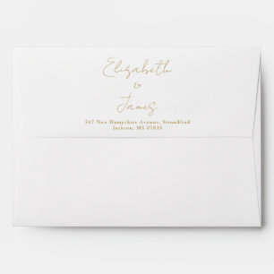 Modern Gold Elegant Script Return Address Envelope