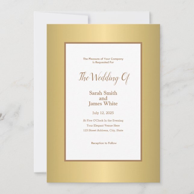 Modern Gold Elegant Simple Wedding Invitation (Front)