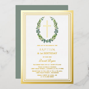 Modern Gold Eucalyptus Boy 1st Birthday Baptism