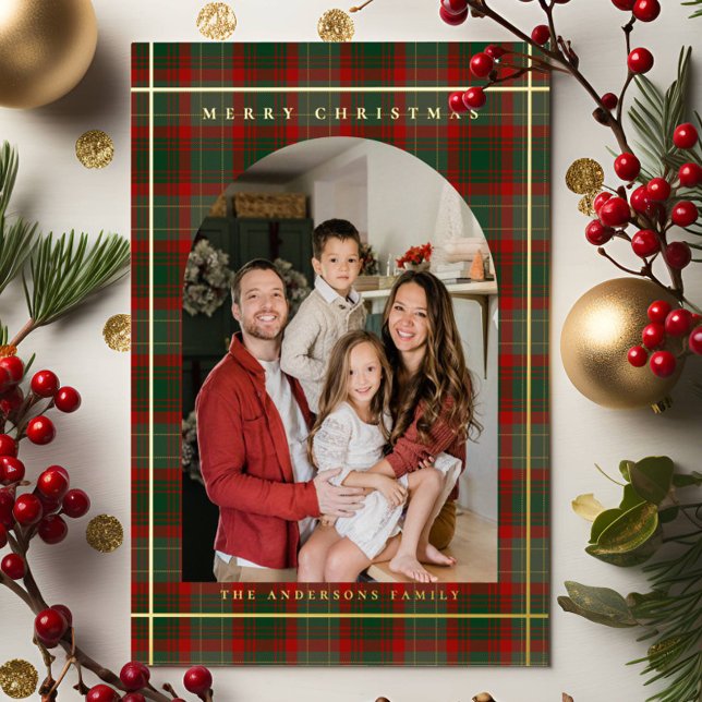 Modern gold Family Photo Christmas Foil Holiday Card (Creator Uploaded)