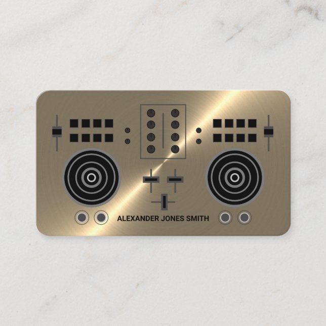 Modern Gold Faux DJ Business Card (Front)