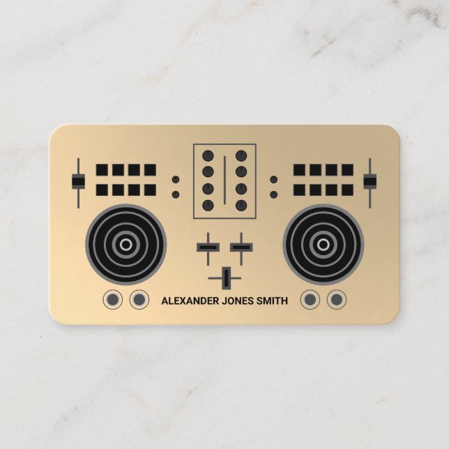 Modern Gold Faux DJ Business Card (Front)
