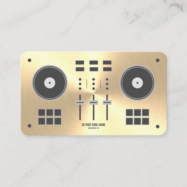 Modern Gold Faux DJ Controller Business Card (Front)