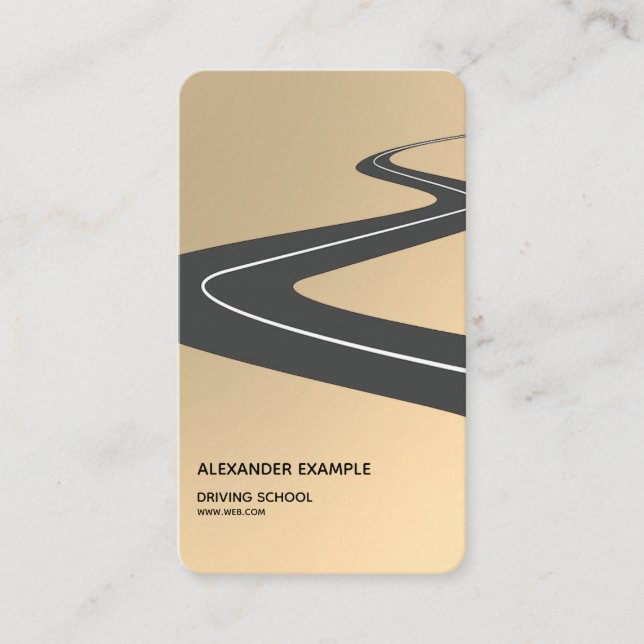 Modern Gold Faux Driving School Business Card (Front)