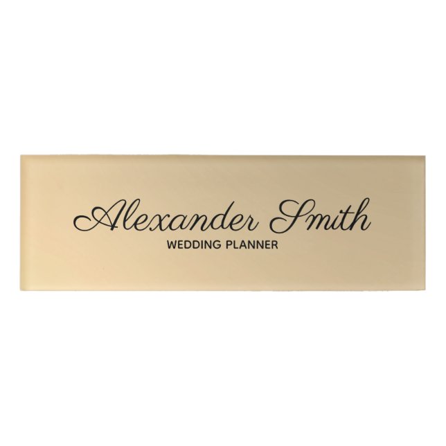 Modern Gold Faux Elegant Wedding Planner Name Tag (Front)