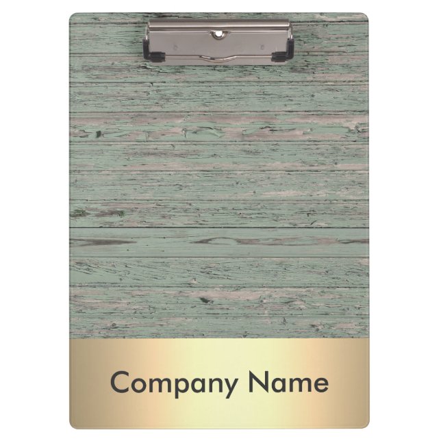 Modern Gold Faux Foil Wooden Company Logo Clipboard (Front)