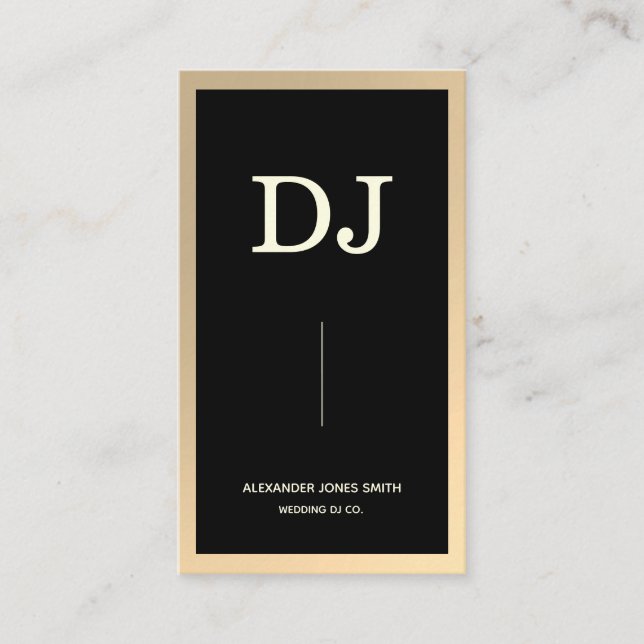 Modern Gold Faux Monogram 2019 | 2020 Wedding DJ Business Card (Front)