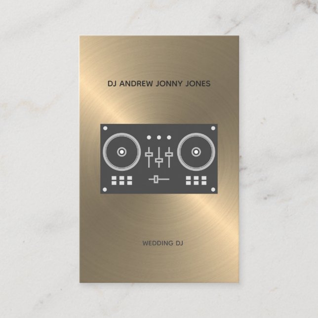 Modern Gold Faux Pro-DJ Controller Business Card (Front)