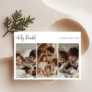 Modern Gold Feliz Navidad Christmas Family Photo Holiday Card