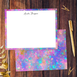 Modern Gold Fire Opal Stone Personal Stationery Card