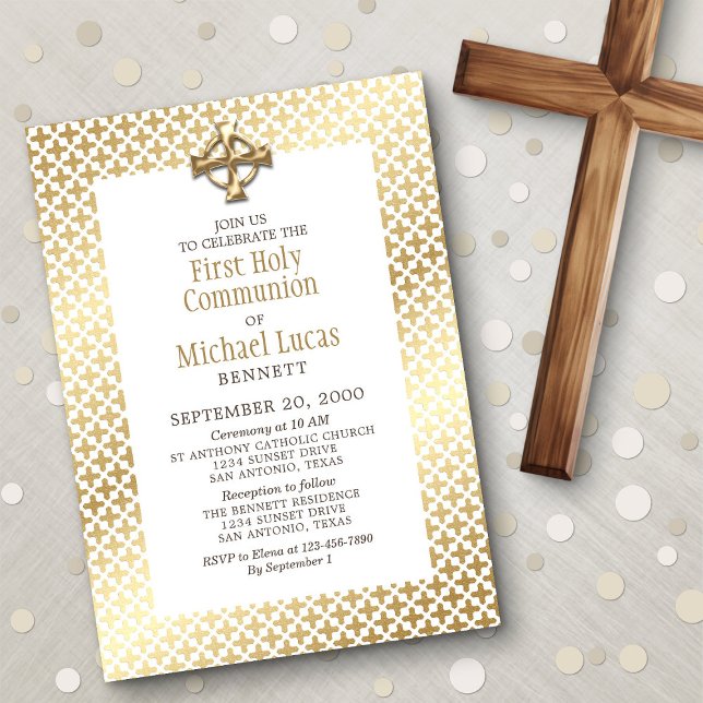 Modern Gold First Communion Invitation (Creator Uploaded)