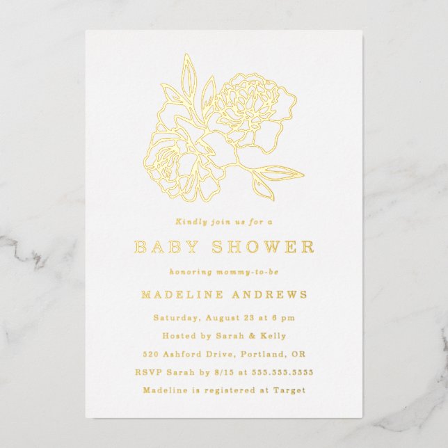 Modern Gold Floral Baby Shower (Front)