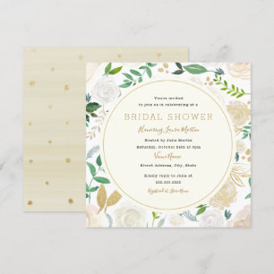 Modern Gold Floral Bridal Shower Invitation
