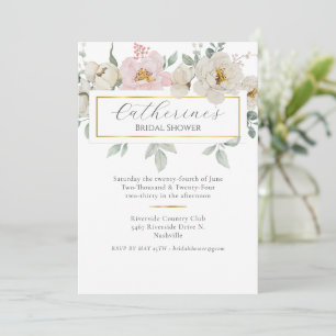 Modern Gold Floral Bridal Shower Invitation