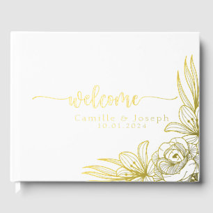 Modern Gold Floral wedding guestbook