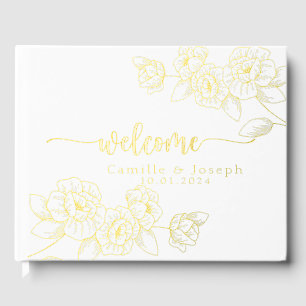 Modern Gold Floral wedding guestbook