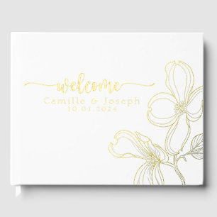 Modern Gold Floral wedding guestbook