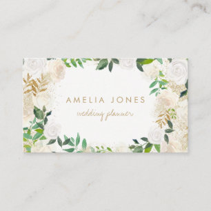 Modern Gold Floral Wreath Business Card