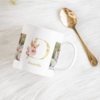 Modern Gold Flower Letter D | Two Photo Monogram