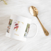 Modern Gold Flower Letter F | Two Photo Monogram