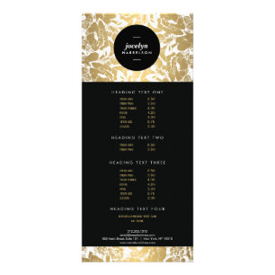 Modern Gold Flowers Black Circle II Rack Card