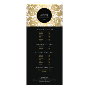 Modern Gold Flowers Black Circle Rack Card