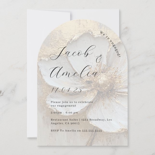 Modern Gold Foil Arch Engagement Party Invitation (Front)