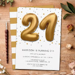 Modern Gold Foil Balloon 21st Birthday Invitation<br><div class="desc">Celebrate in style with these trendy birthday party invitations. The design is easy to personalise with your own wording and your family and friends will be thrilled when they receive these fabulous party invites.</div>