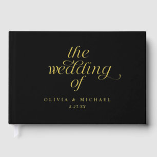 Modern Gold Foil Black Wedding Guest Book