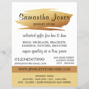 Modern Gold Foil Brushstroke, Jewellery Store Flyer