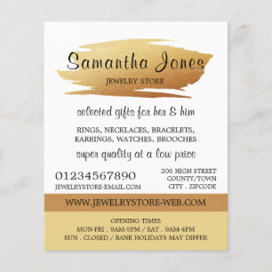 Modern Gold Foil Brushstroke, Jewellery Store Flyer