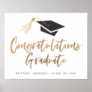 Modern Gold Foil Cap Congratulations Graduation Poster