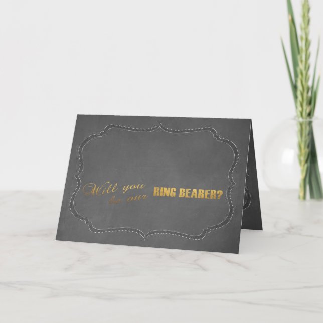 Modern Gold Foil Chalk Will You Be Our RING BEARER Invitation (Front)