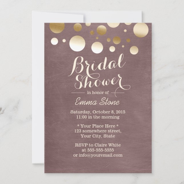 Modern Gold Foil Confetti Dots Bridal Shower Invitation (Front)