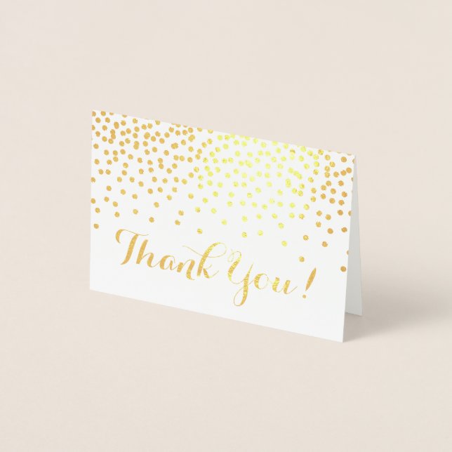 Modern Gold Foil Confetti Dots Thank You Foil Card (Front)