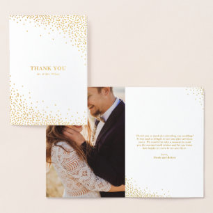 Modern Gold Foil Confetti Dots Wedding Thank You Card