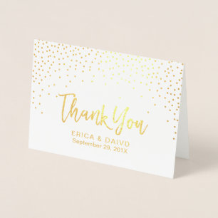 Modern Gold Foil Confetti Dots Wedding Thank You Foil Card
