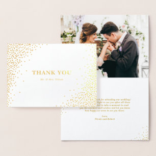 Modern Gold Foil Confetti Dots Wedding Thank You I Card