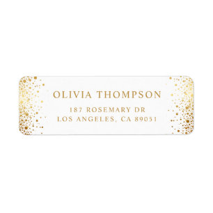 Modern Gold Foil Confetti Dots White Wedding