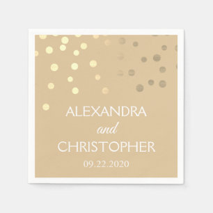 Modern Gold Foil Confetti Wedding Napkin