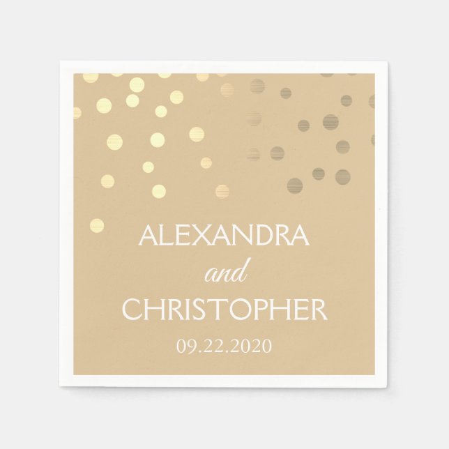 Modern Gold Foil Confetti Wedding Napkin (Front)