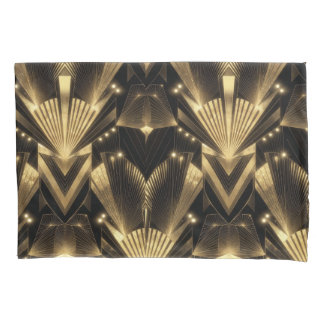 Modern Gold Foil Elegance Neo Art Deco Pillowcase