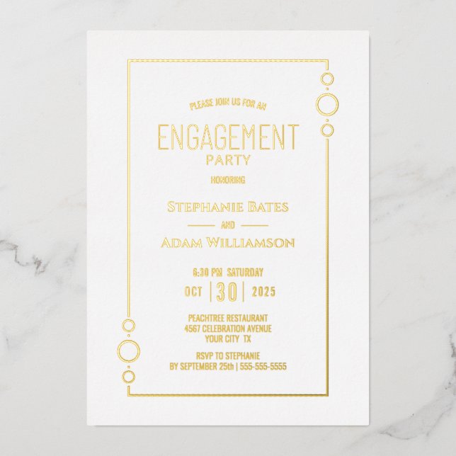 Modern Gold Foil Engagement Party (Front)