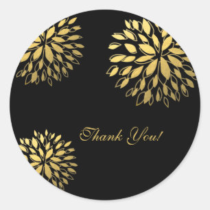 Modern Gold Foil Floral Black Elegant Sticker