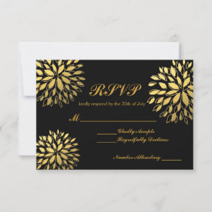 Modern Gold Foil Floral Modern RSVP Wedding Card