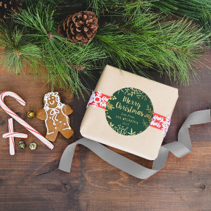 Modern Gold Foil Foliage Christmas Classic Round Sticker